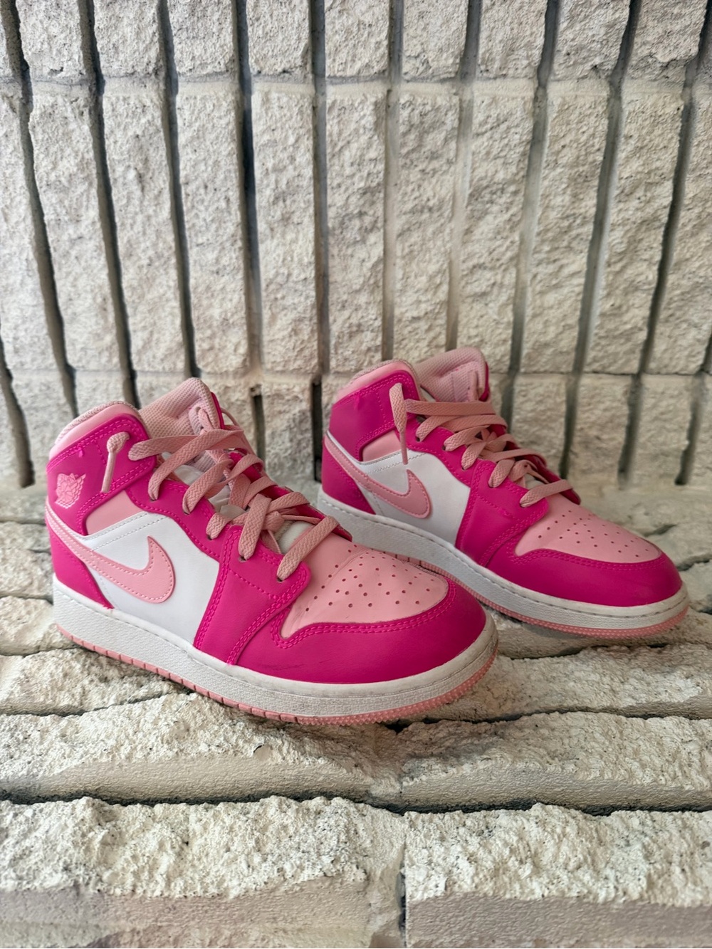 Nike Air Jordan 1 Mid Pink & White Sneakers